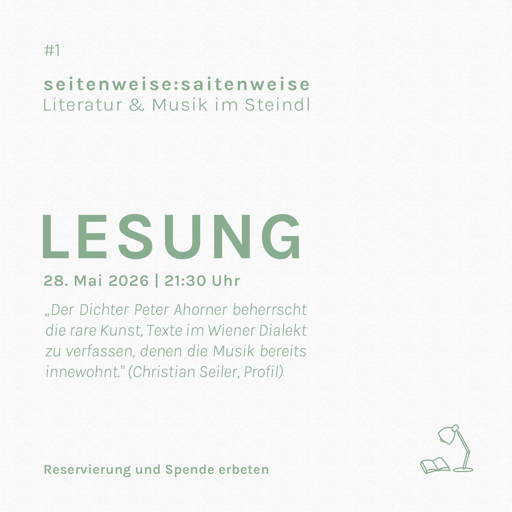 Seitenweise Lesung – Ankündigung